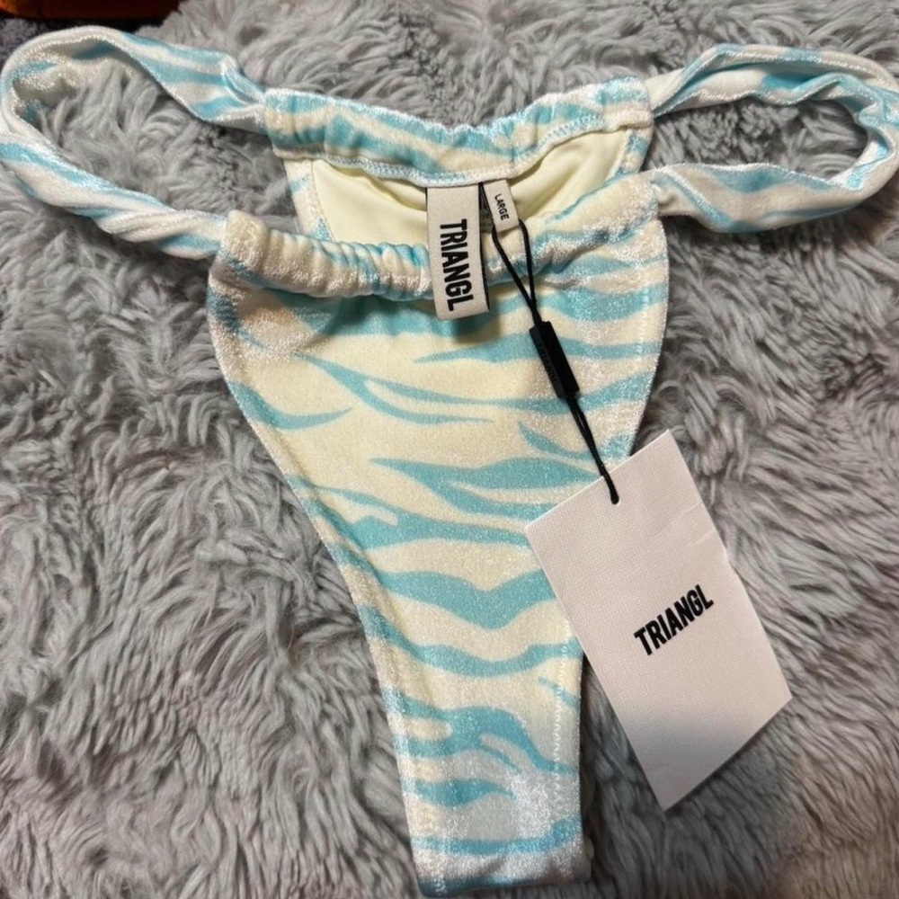 Triangl Light Blue White Zebra Print Bikini Set with Matching Pouch - Picture 3 of 3
